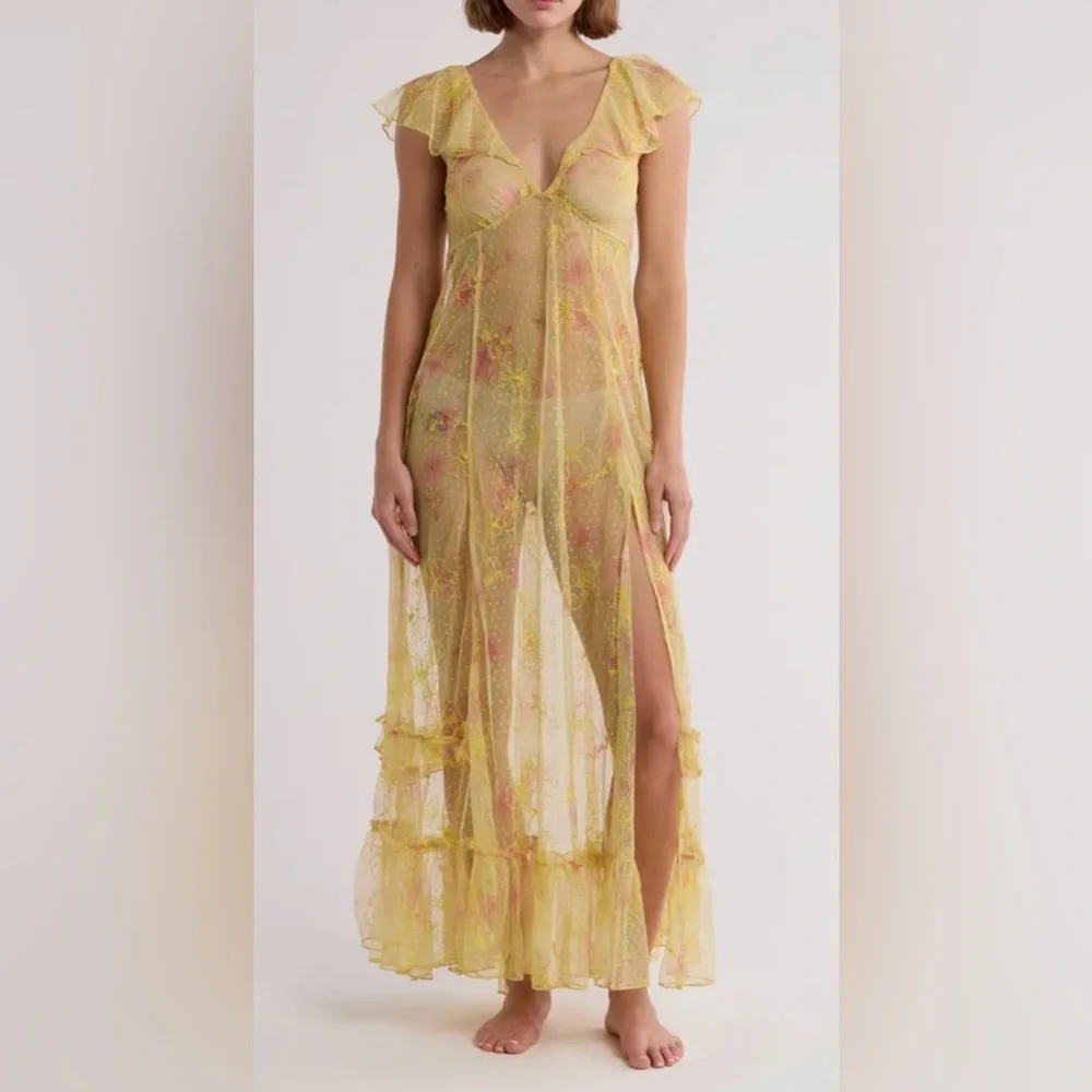 FREE PEOPLE Intimately Postcard From Paris Sheer Maxi Dress size S NWT $198
